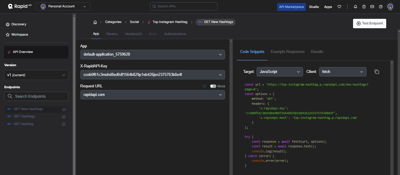 Top Hashtags API